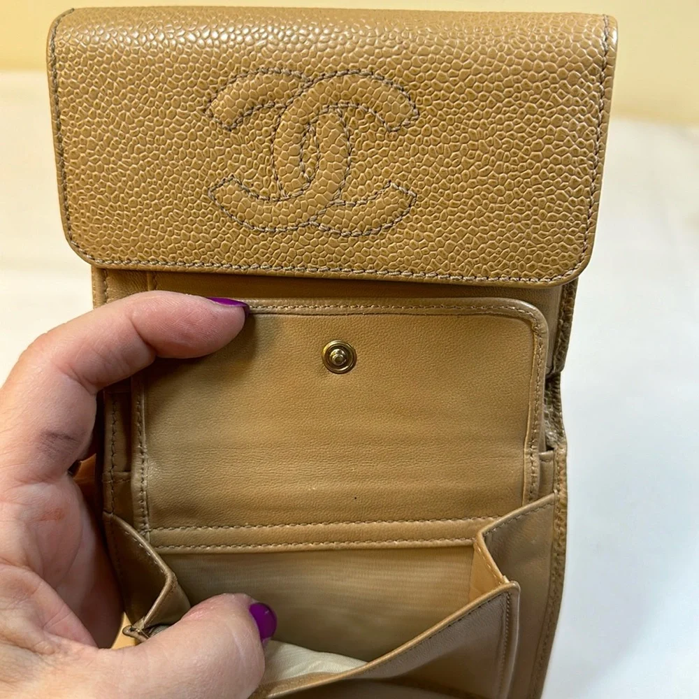 CHANEL CC Caviar Small Wallet Tan w/Serial Sticker 2002-2003 - Picture 8 of 14